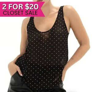 Rumored Black Polka Dot Classic Tank Top XS‎ Scoop Neck Sleeveless Old Fashioned